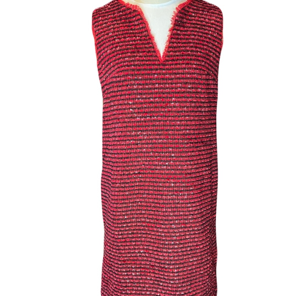 Ann Taylor Elegant Red Tweed Dress